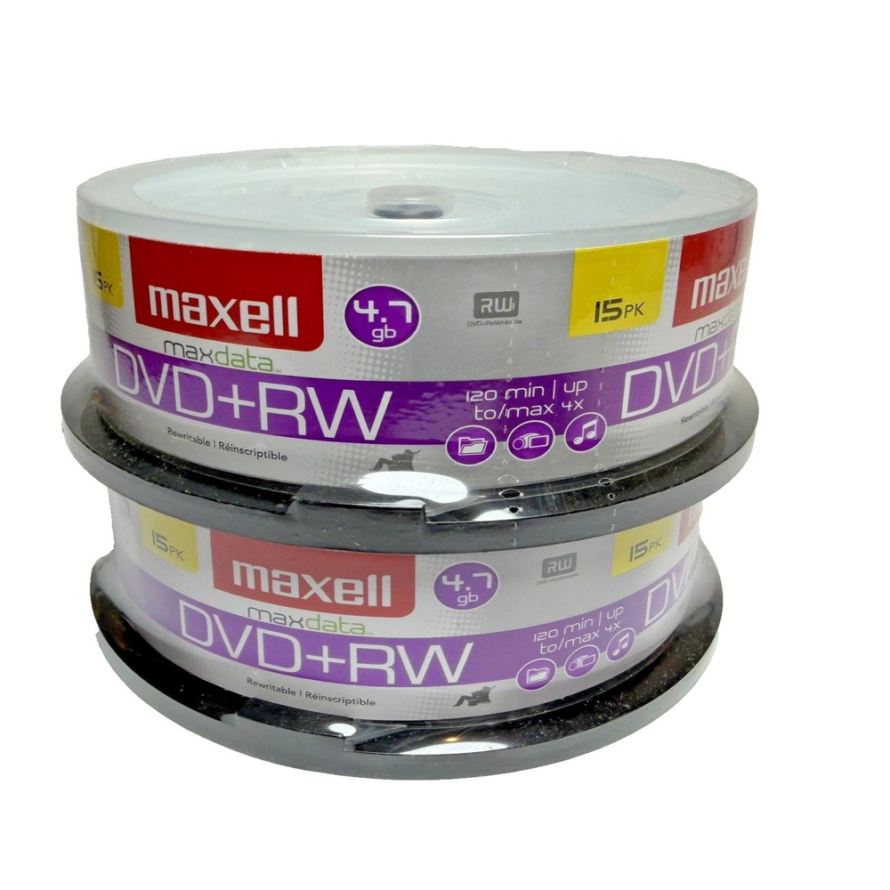 Maxell DVD-RW 4.7GB 120 Min 4x Rewritable Blank Media Discs 2 - 15 packs NEW
